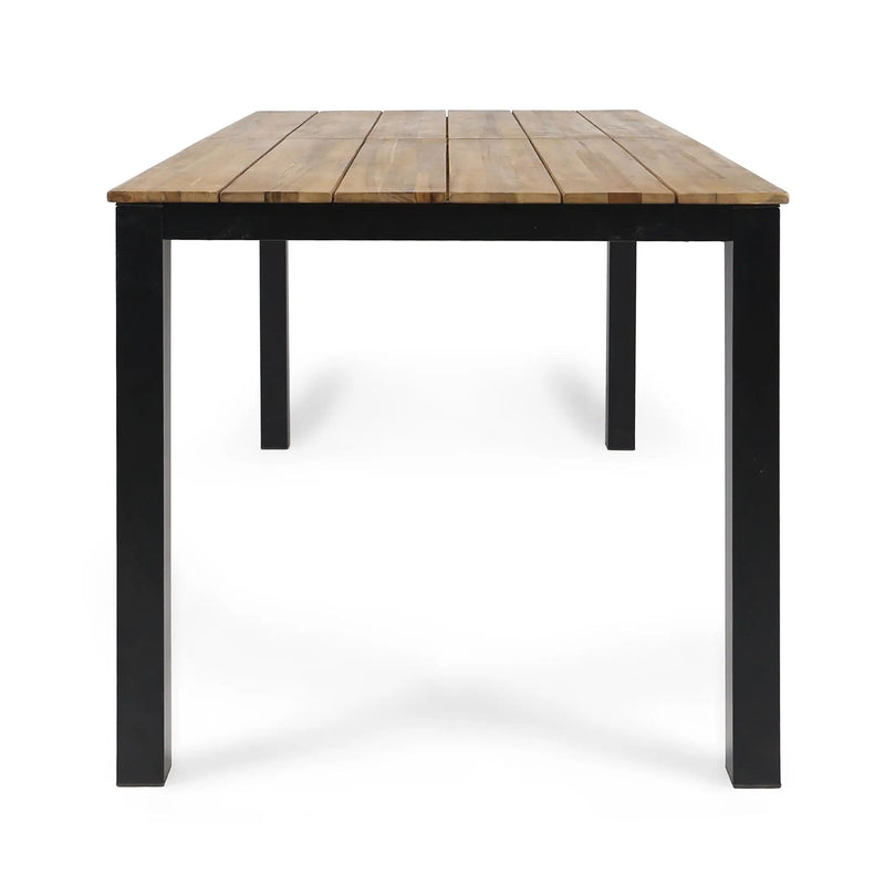 Rectangular Outdoor Dining Table Tabletop With Iron Legs - Black by HouseOfZazla