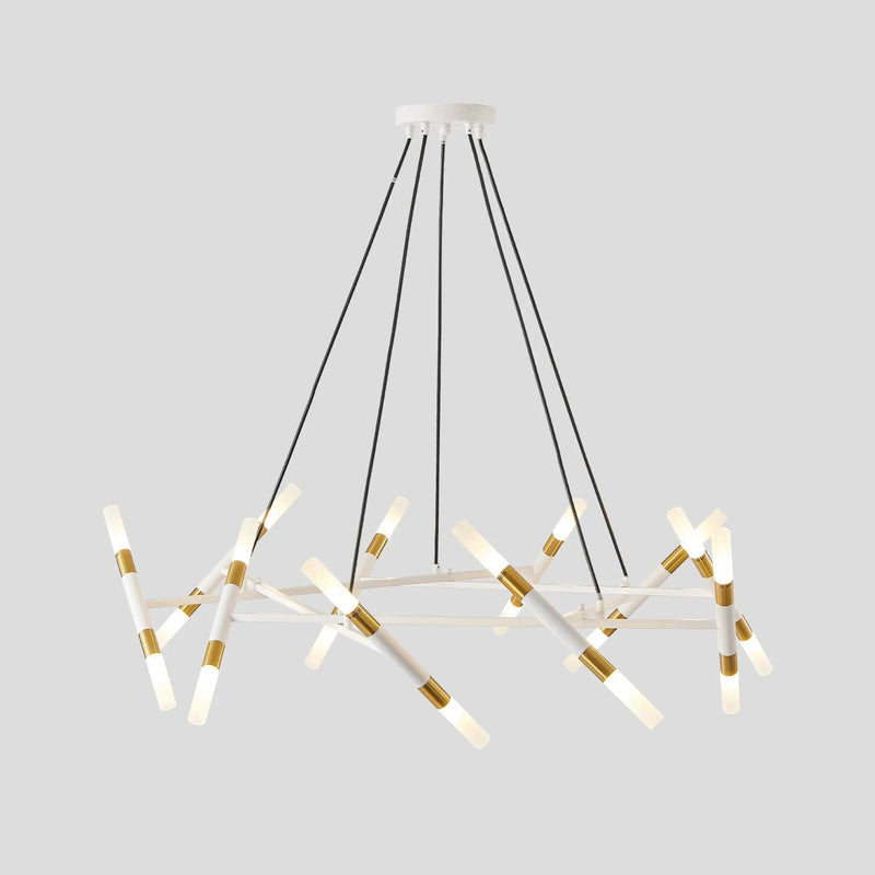 41" White & Golden Modern Chandelier Light Fixture by HouseOfZazla