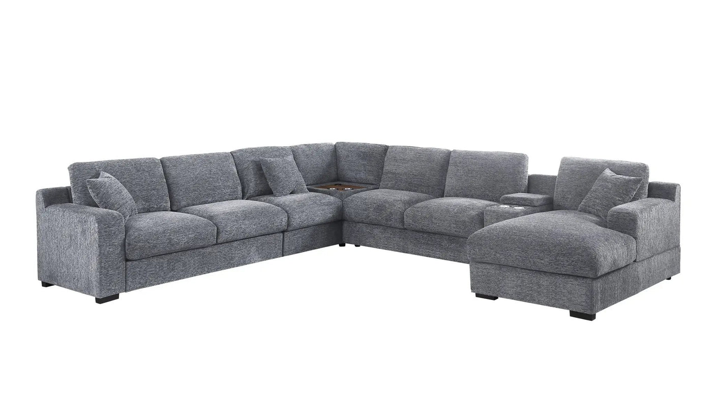 Celine - Fabric Corner Sectional Sofa With Right-Facing Chaise, Cupholders, And Charging Ports by HouseOfZazla