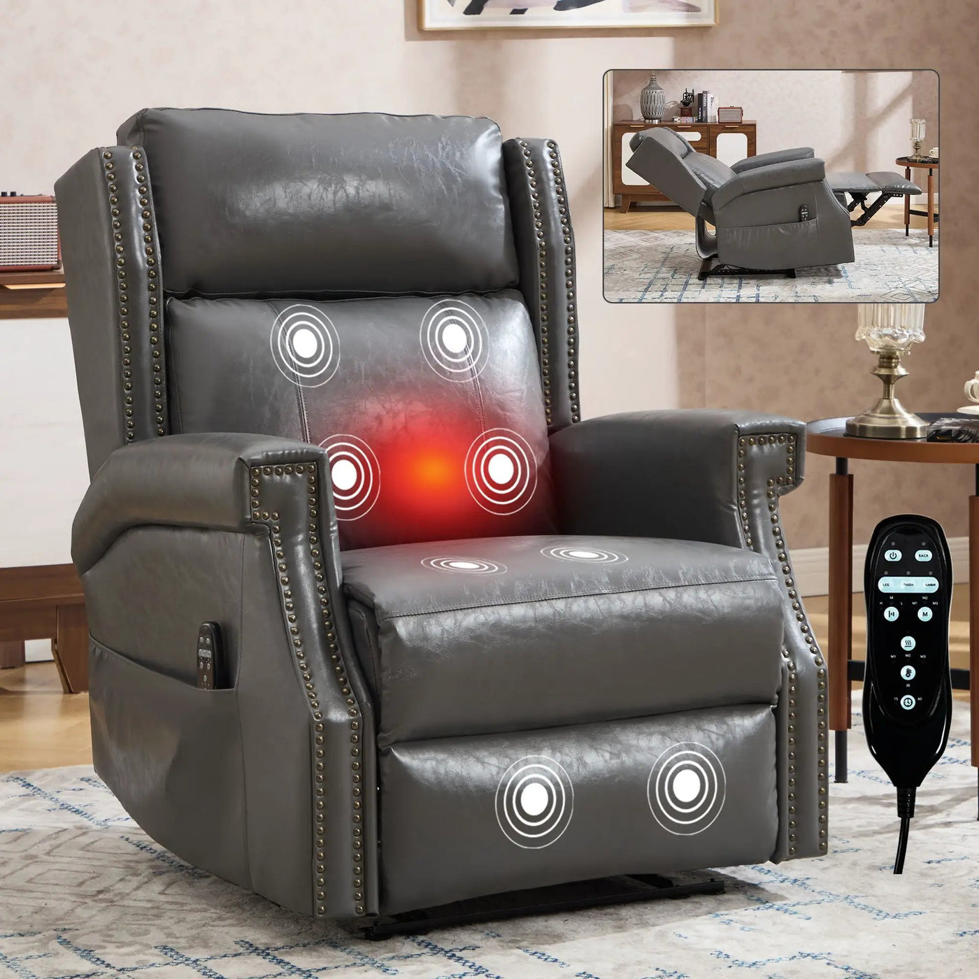 Manual Recliner Chair With Heavy Duty Motion Mechanism, 8 Vibrating Nodes And 3 Massage Modes For Living Room by HouseOfZazla