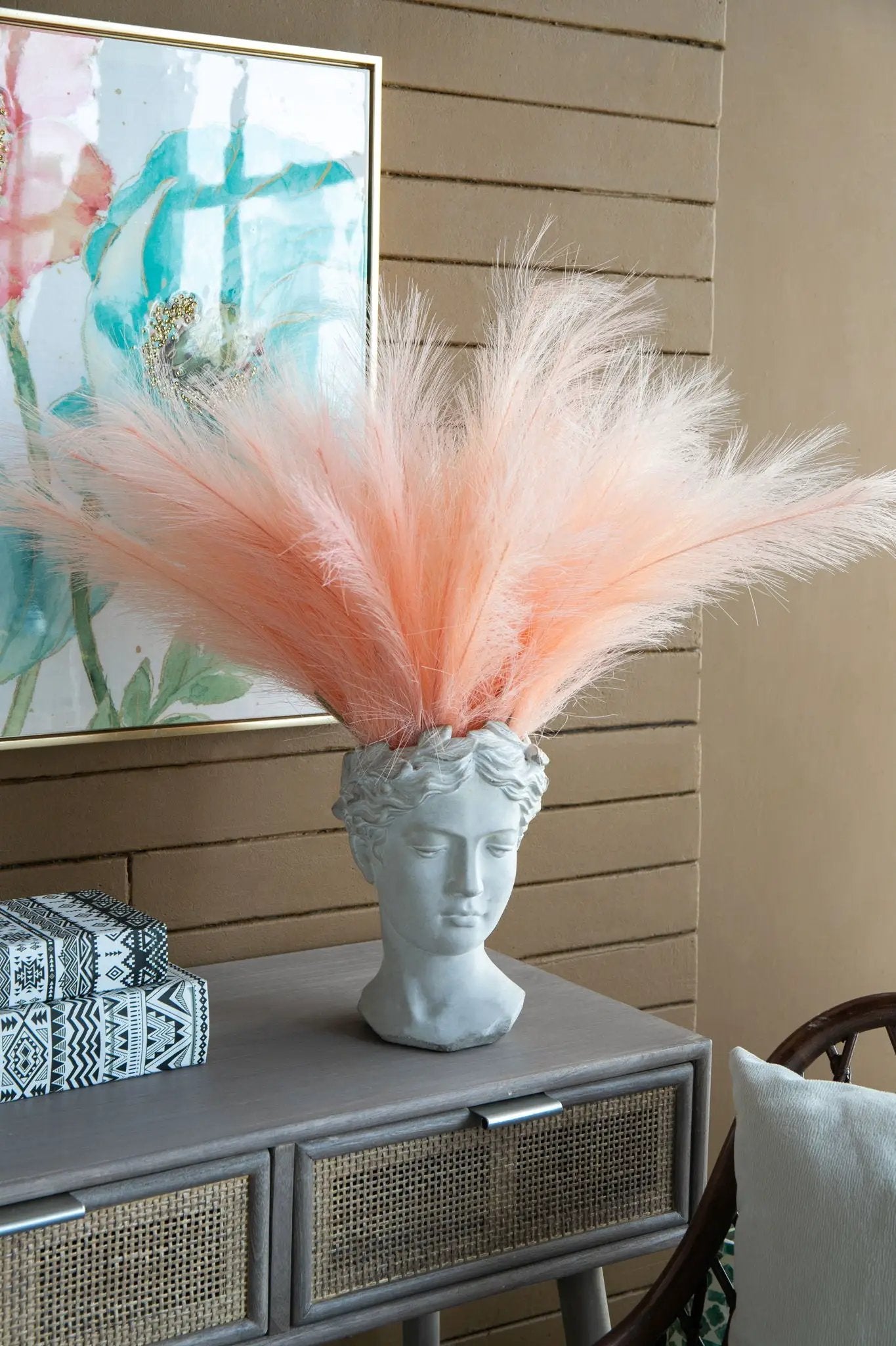 Greek Style Cement Head Planter Indoor Outdoor Home, Garden Decor - Gray by Unique Piece Furniture