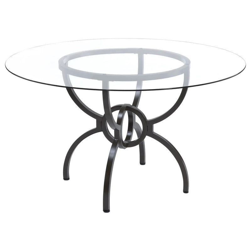 Aviano Round 48-inch Glass Top Metal Dining Table Gunmetal by Unique Piece Furniture