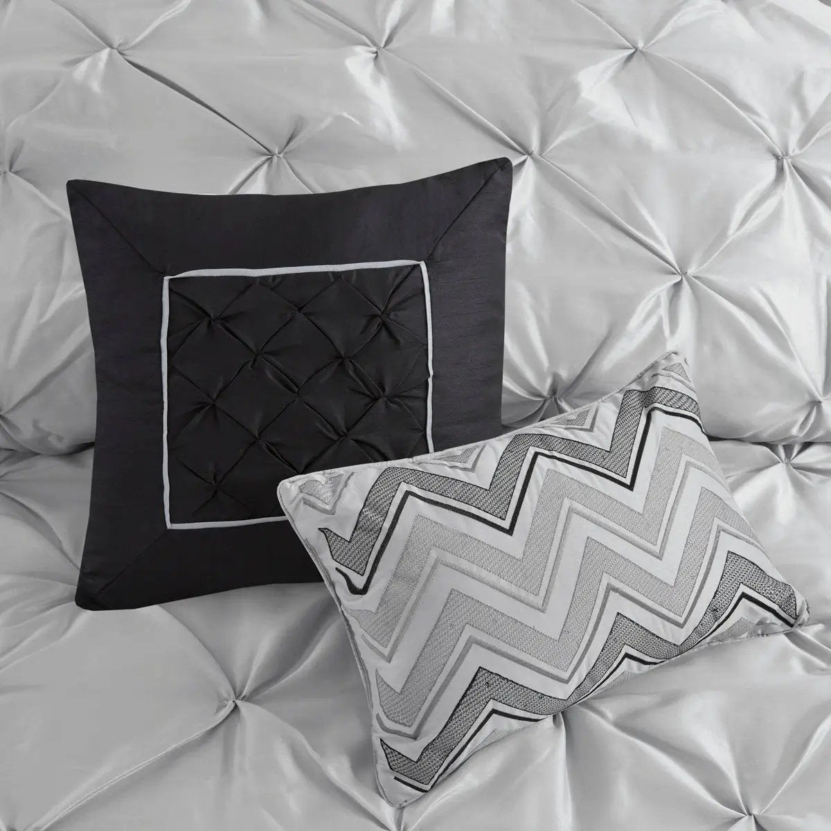 7 Piece Tufted Comforter Set Grey California King by HouseOfZazla