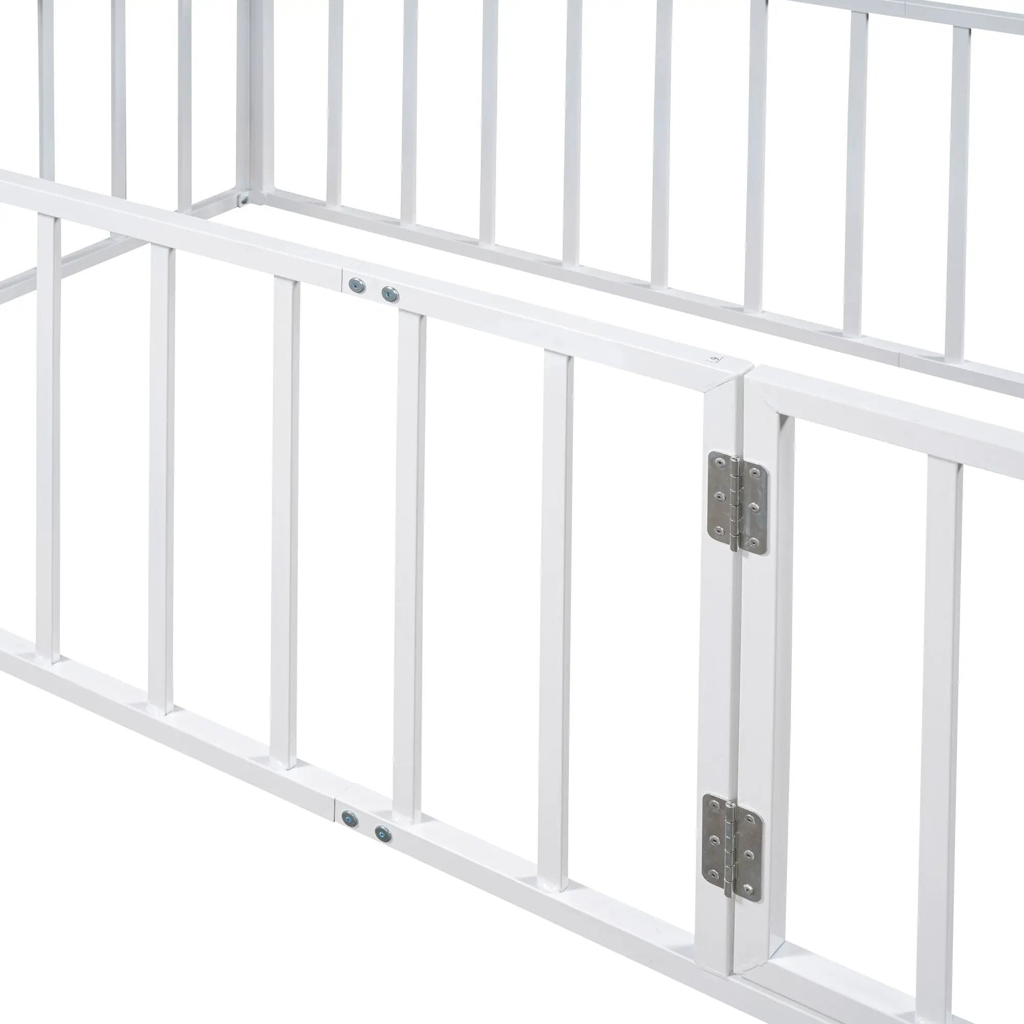 Metal Floor Bed Frame With Fence And Door by HouseOfZazla