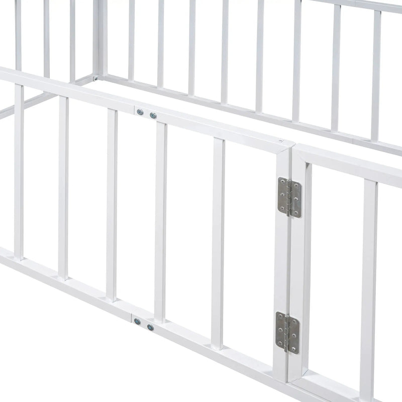 Metal Floor Bed Frame With Fence And Door by HouseOfZazla