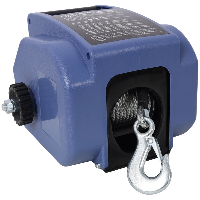 Reversible Electric 12V Trailer Winch For Boats Up To 5000 Lbs, Galvanized Wire Rope Casing - Blue by HouseOfZazla