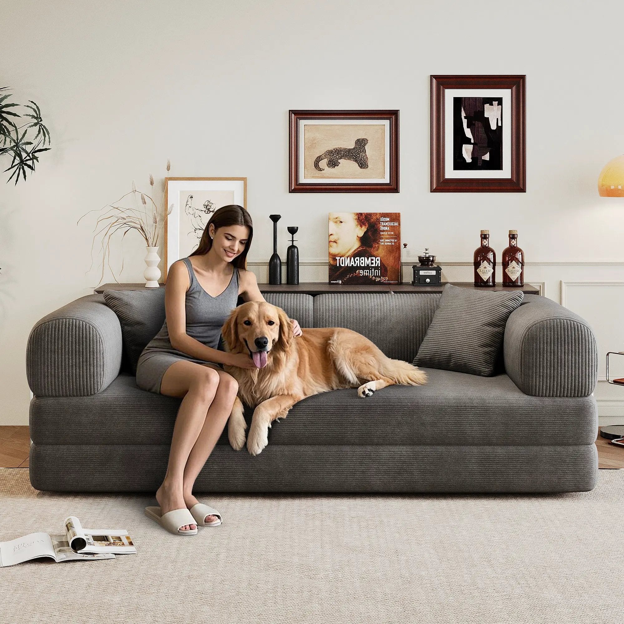 78.8" Compression Sofa Bed with Pillow Back Support by HouseOfZazla