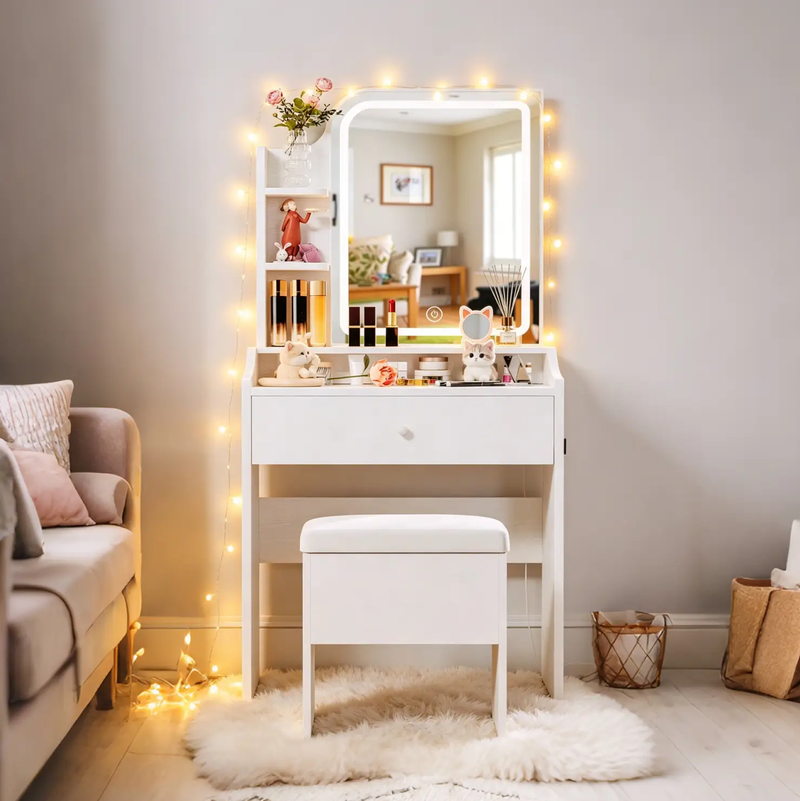 White Vanity Set with Smart LED Mirror by HouseOfZazla