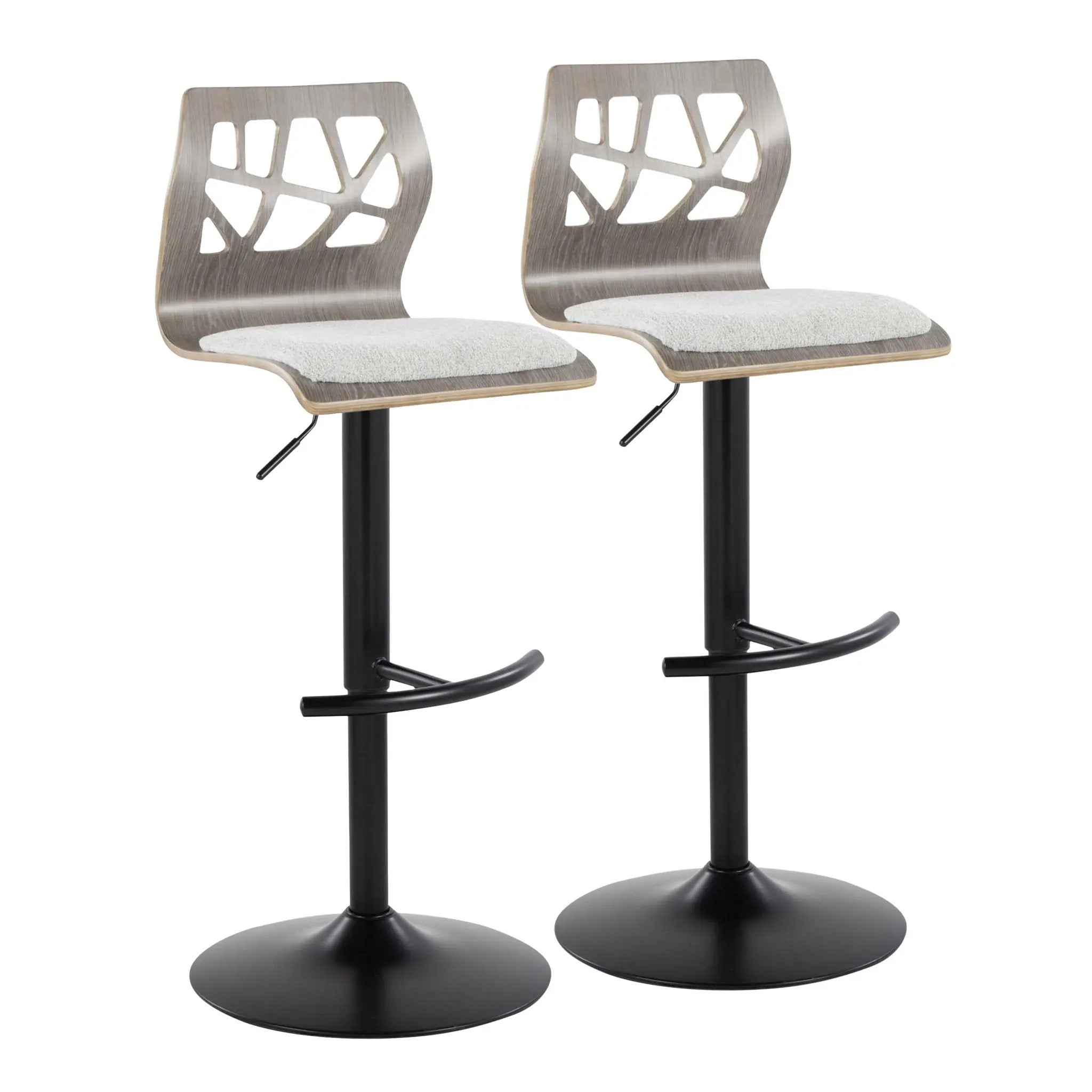 Folia - Contemporary Adjustable Barstool With Swivel With Rounded T Footrest (Set of 2) by Unique Piece Furniture
