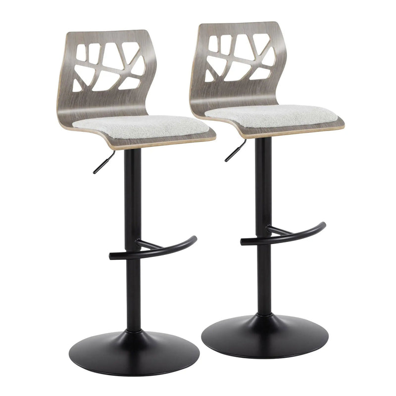 Folia - Contemporary Adjustable Barstool With Swivel With Rounded T Footrest (Set of 2) by HouseOfZazla