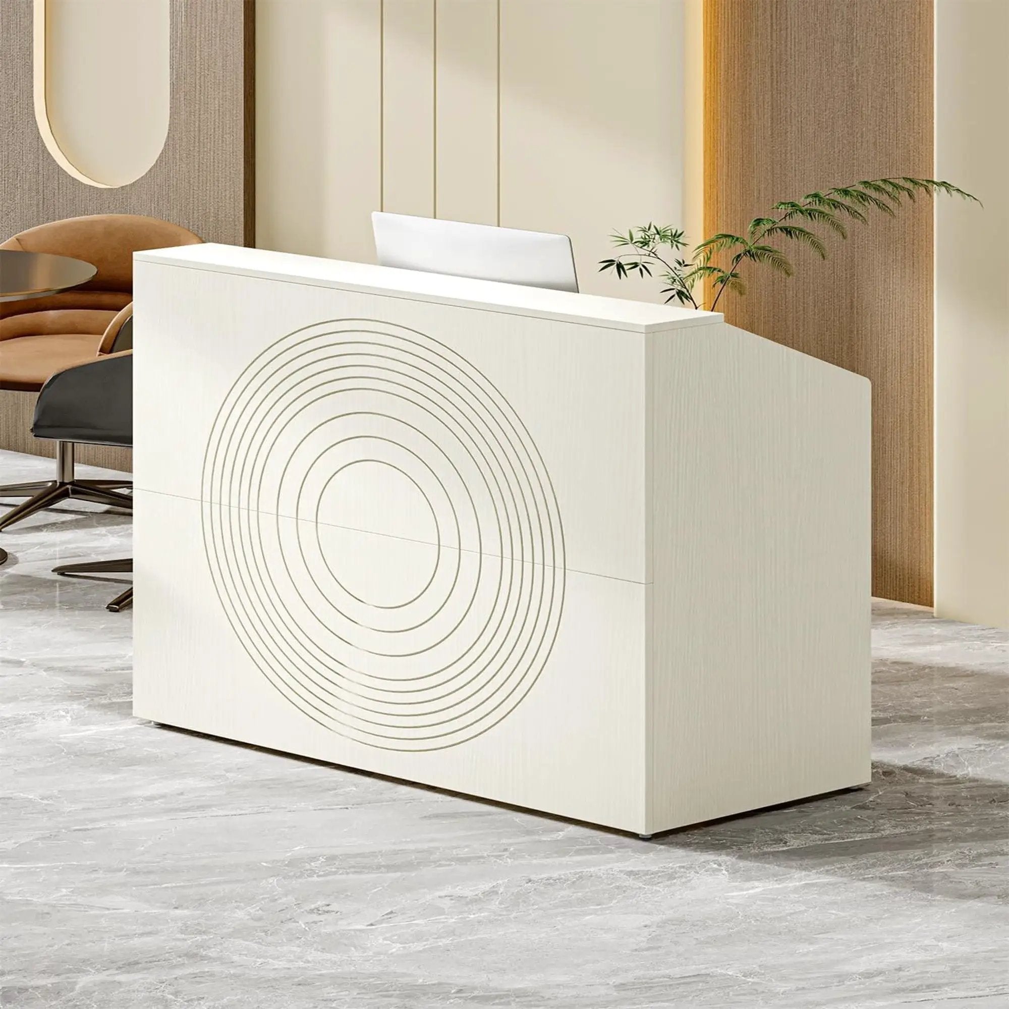 Modern Reception Desk, Front Desk Table With Cable Grommet & Privacy Panels by HouseOfZazla