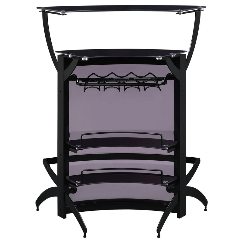 Dallas 2-shelf Curved Freestanding Home Bar Cabinet Black by Unique Piece Furniture