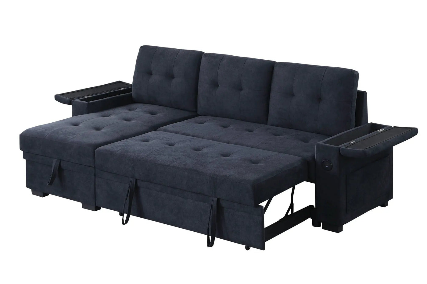 Ashlyn II - 84"W Woven Fabric Reversible Sleeper Sectional Sofa with Storage Chaise by Unique Piece Furniture