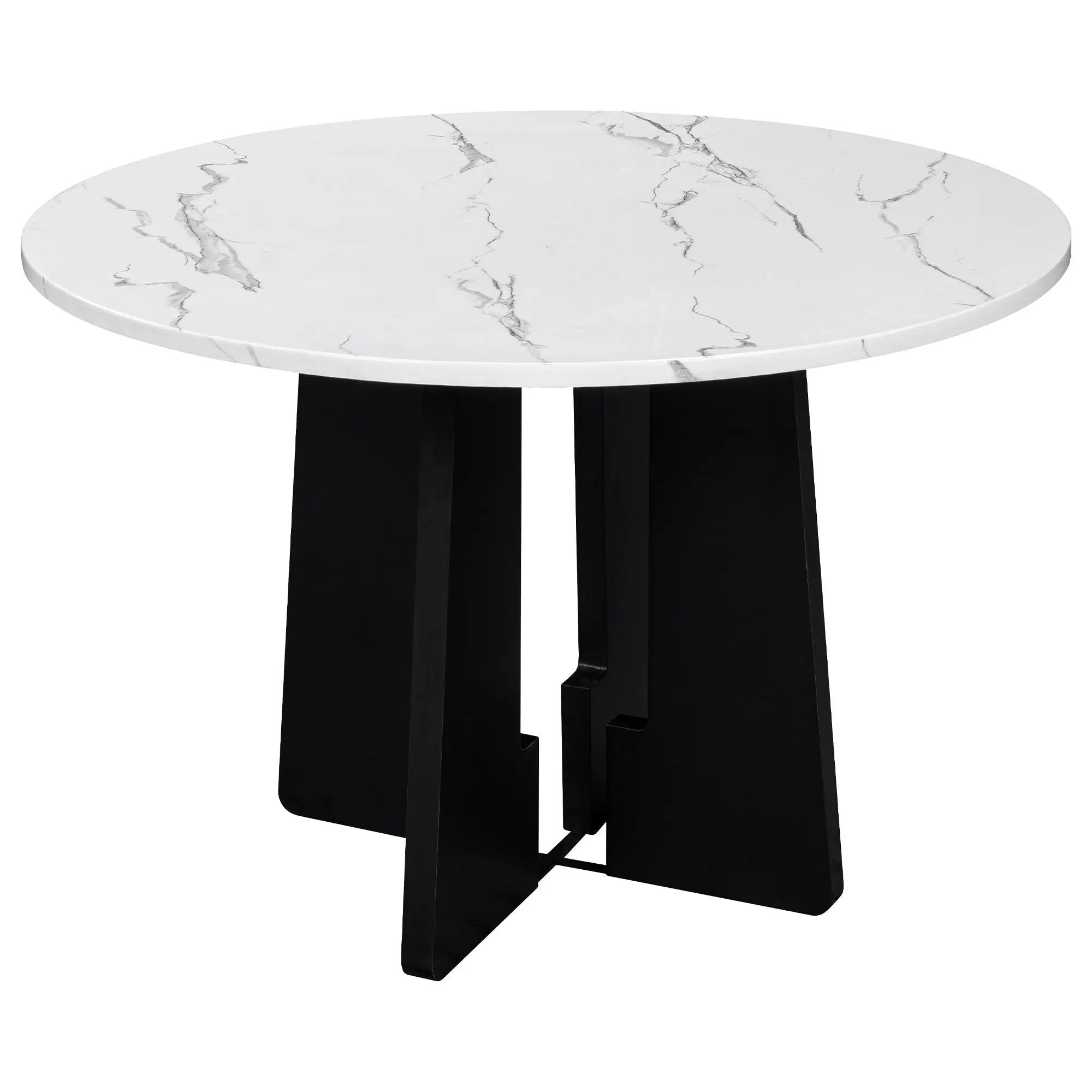5 Piece Round Dining Table Set, Dining Table And 4 Upholstered Chairs For Dining Room, Kitchen Room, Living Room - White / Gray by HouseOfZazla