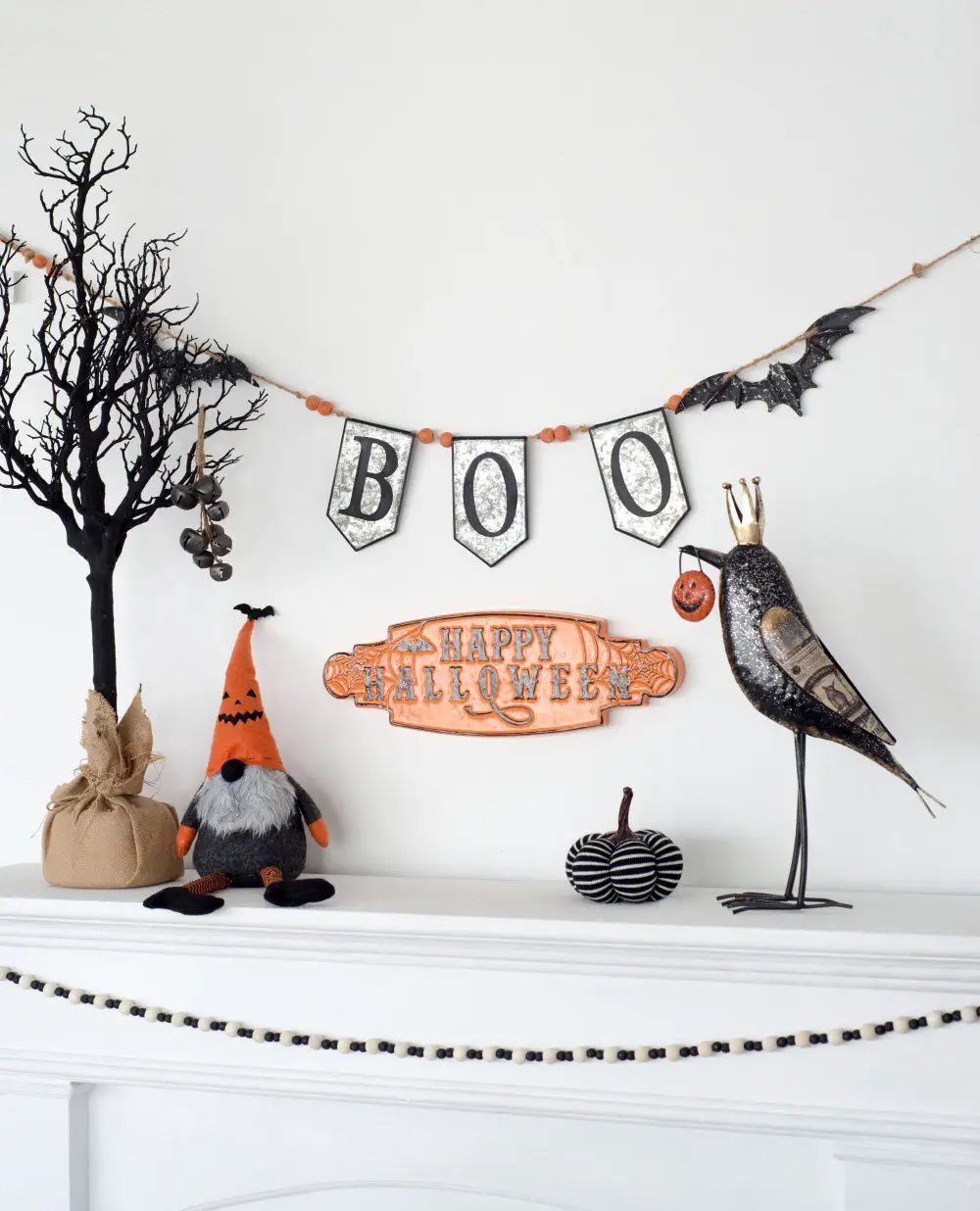 Iron Boo Banner With Bats, For Halloween Holiday Decor - Black / Gray / Orange by Unique Piece Furniture