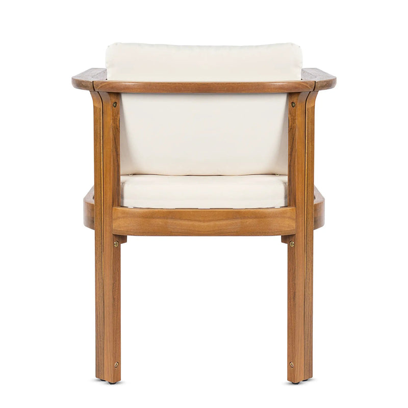Outdoor Dining Chair Set of 2 with Curved Acacia Wood Arms by HouseOfZazla