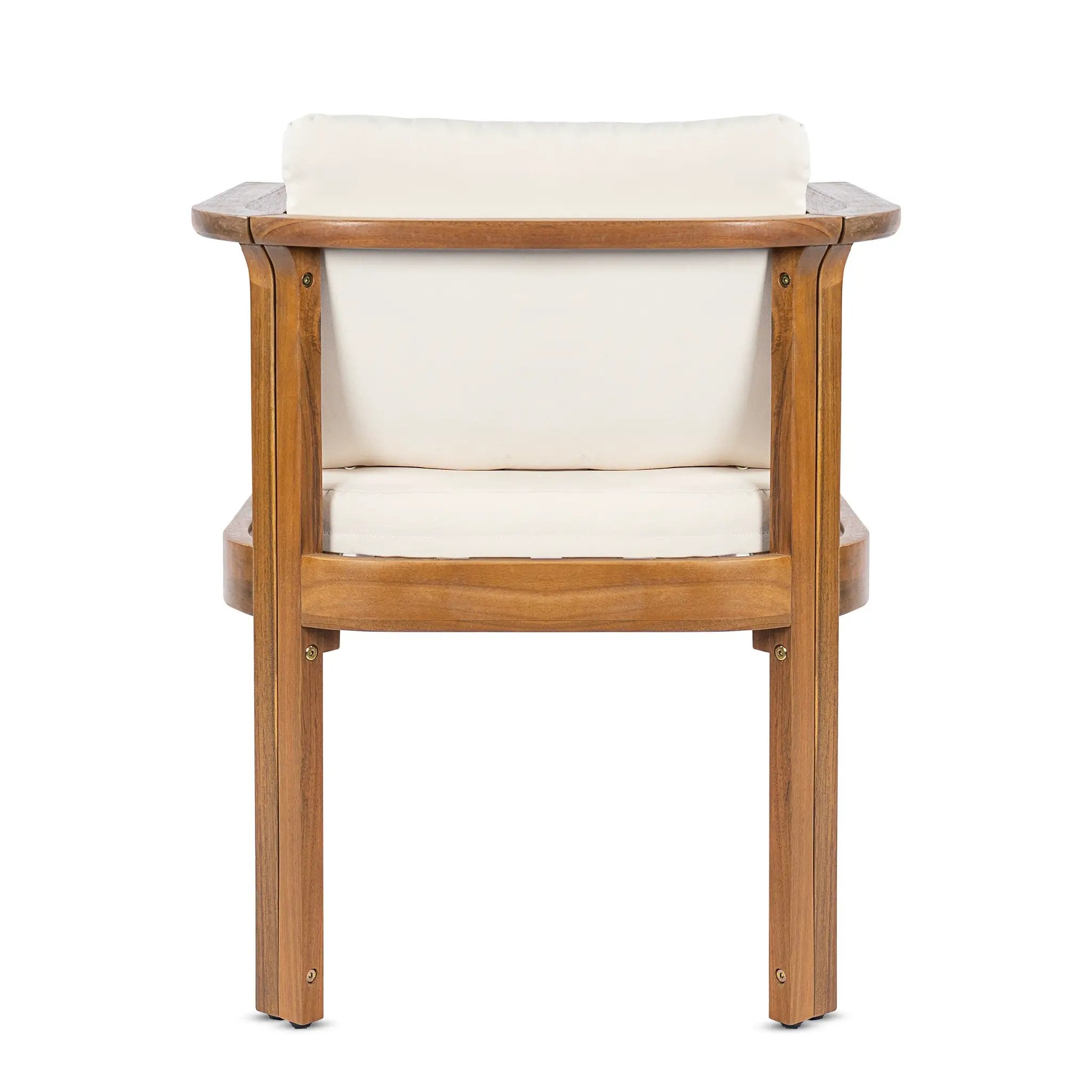 Outdoor Dining Chair Set of 4 with Curved Acacia Wood Arms by HouseOfZazla