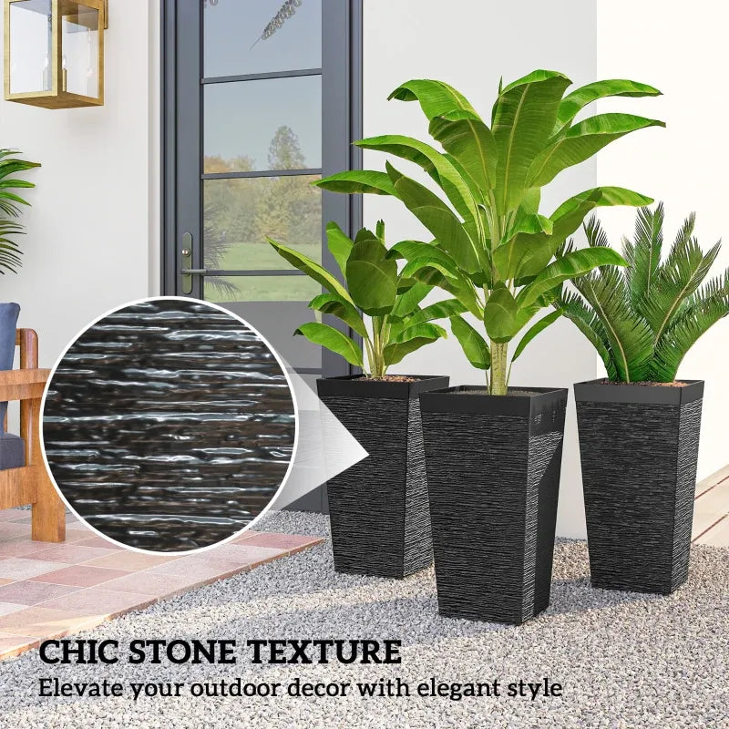 Modern Design Stackable Tapered Planters, Set of 3 Outdoor Planters by HouseOfZazla