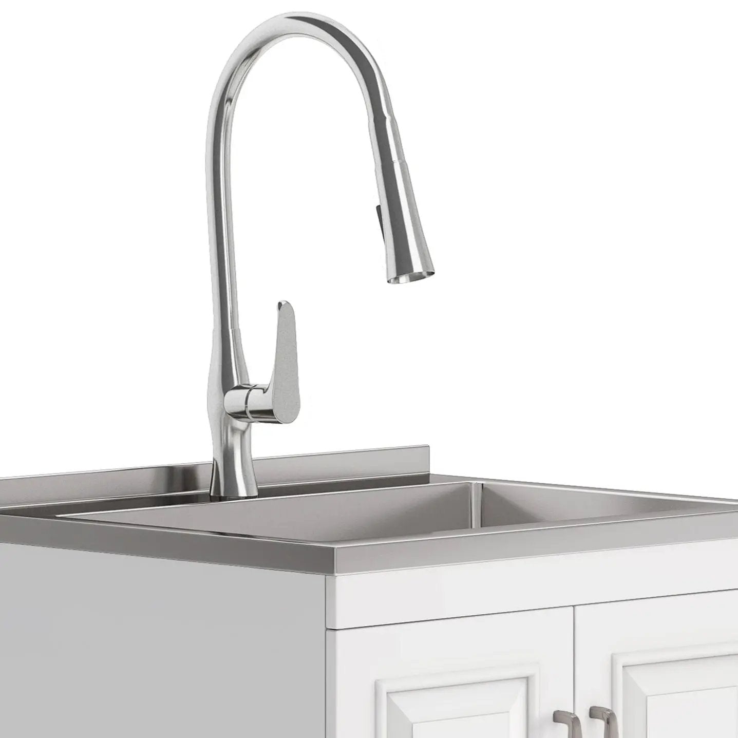 Darwin - Deluxe Laundry Cabinet With Pull-Out Faucet And Stainless Steel Sink by HouseOfZazla