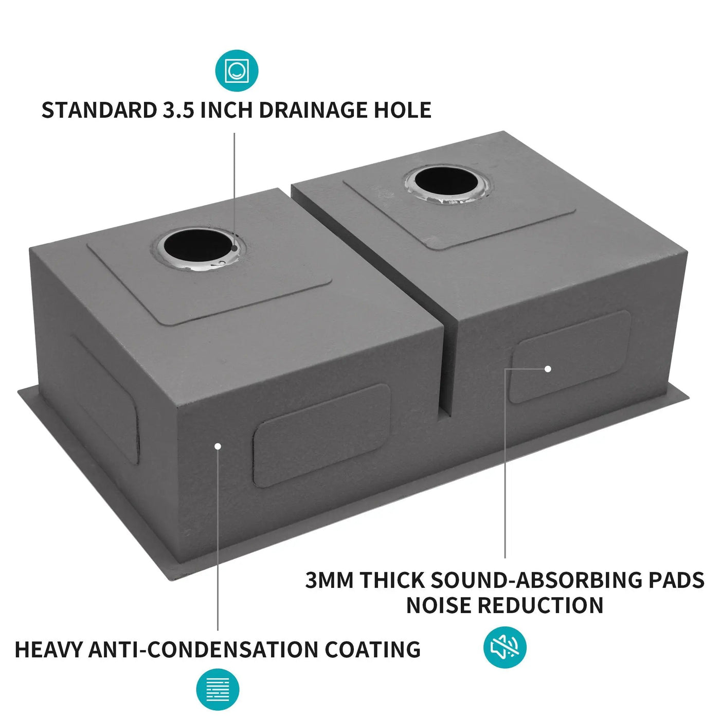 Modern Double Bowl Undermount Kitchen Sink 50 / 50 Design Stainless Steel by HouseOfZazla