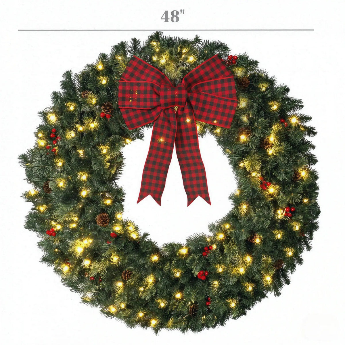 48 Inch Prelit Crestwood Spruce Christmas Wreath with Bow by HouseOfZazla