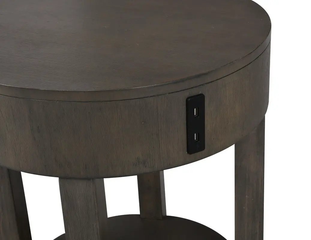 Jonah - MDF End Table With USB Ports - Light Brown by HouseOfZazla