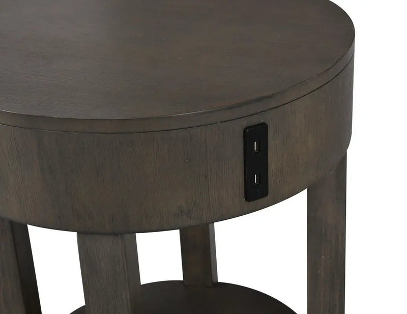 Jonah - MDF End Table With USB Ports - Light Brown by Unique Piece Furniture