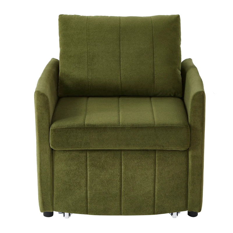 Upholstered Convertible Sleeper Sofa With 5 Position Backrest, Side Pockets, Storage