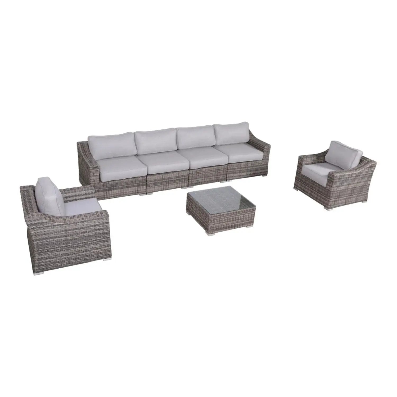 Outdoor Wicker Conversation Set With Cushions, All Weather by Unique Piece Furniture
