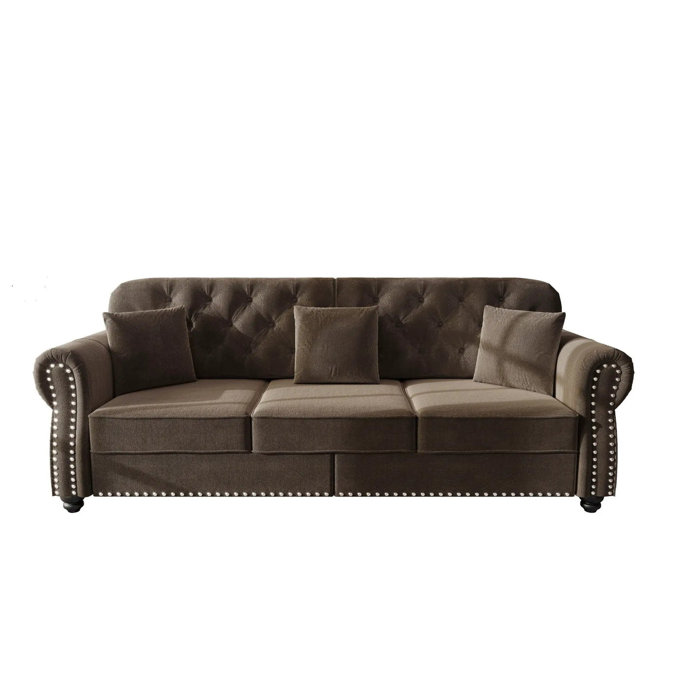 Upholstered Sofa Set With Nailhead Trim And Rolled Armrests, Includes Pillows by HouseOfZazla