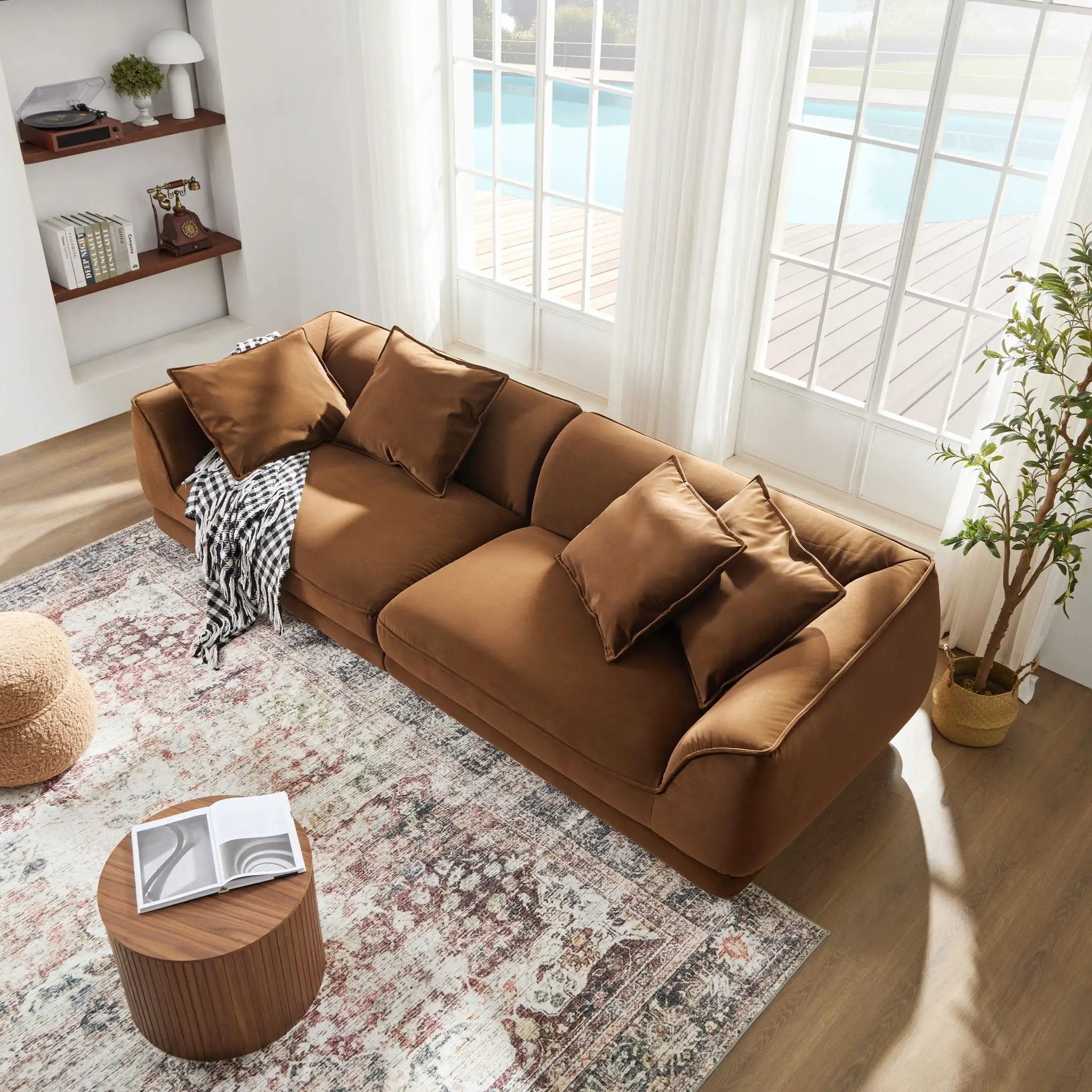 Nordic Modern Sofa With Removable Pillowcase, High Density Sponge Filling, 4 Throw Pillows by HouseOfZazla