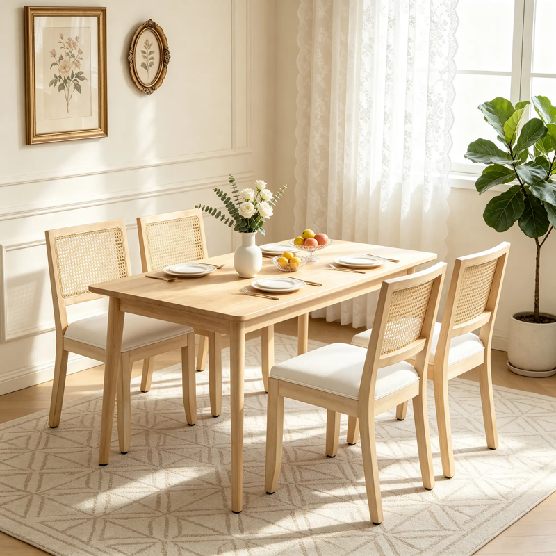 Farmhouse Rattan Dining Chairs Set of 2 by HouseOfZazla