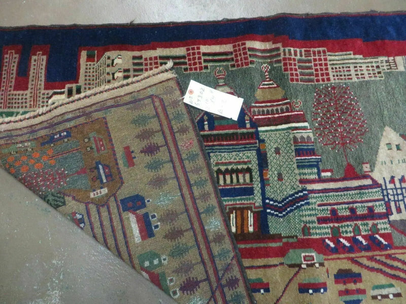 3' X 5' New Vintage Handmade Afghan Balouch Tribal Wool Pictorial Rug # 302 by Jewel Rugs