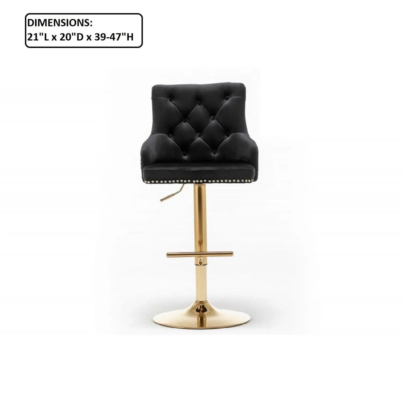 Adjustable Swivel Bar Stool With Nailhead Trim (Set of 2) by Unique Piece Furniture