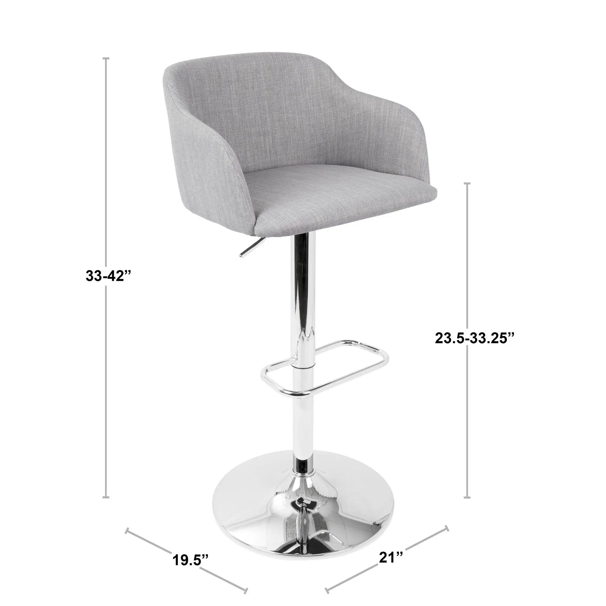 Daniella - Contemporary Adjustable Barstool With Swivel - Light Gray by Unique Piece Furniture