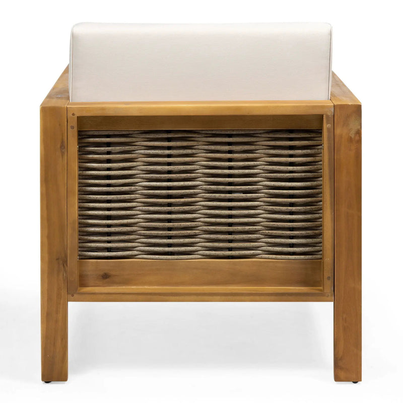 Outdoor Acacia Wood Club Chair With Wicker Accents by HouseOfZazla