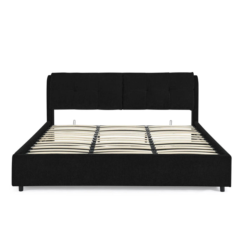 Storage Upholstered Hydraulic Platform Bed With Integrated Headboard