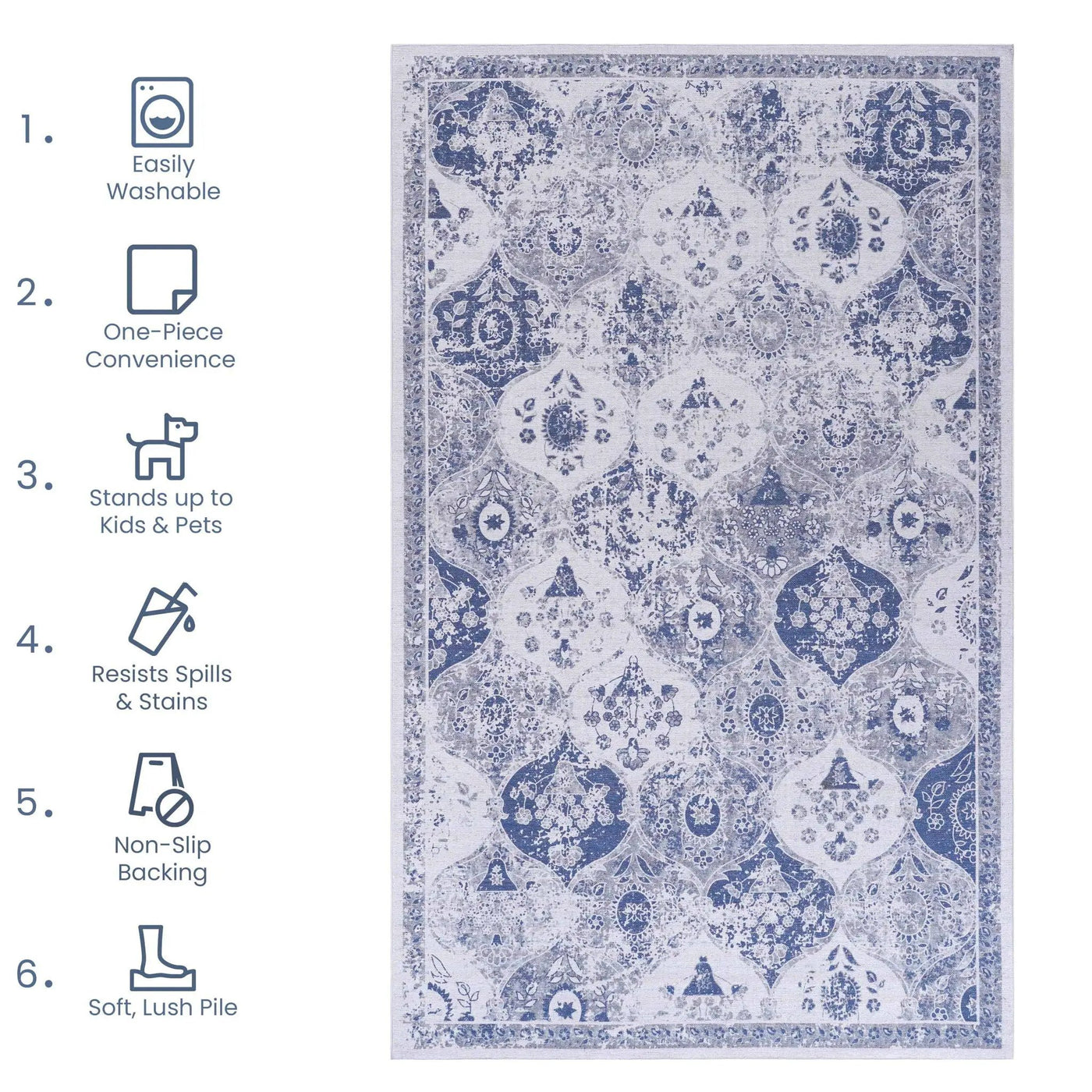Maval - Stunning Washable Area Rug by HouseOfZazla