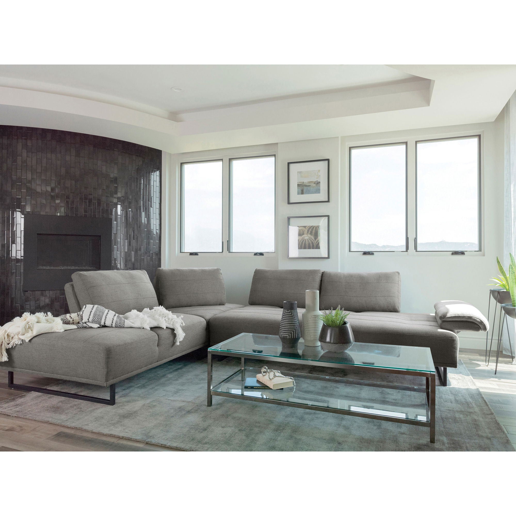 Harnal - L-Shape Sectional Adjustable Back Comfort Focused Sofa - Taupe by HouseOfZazla