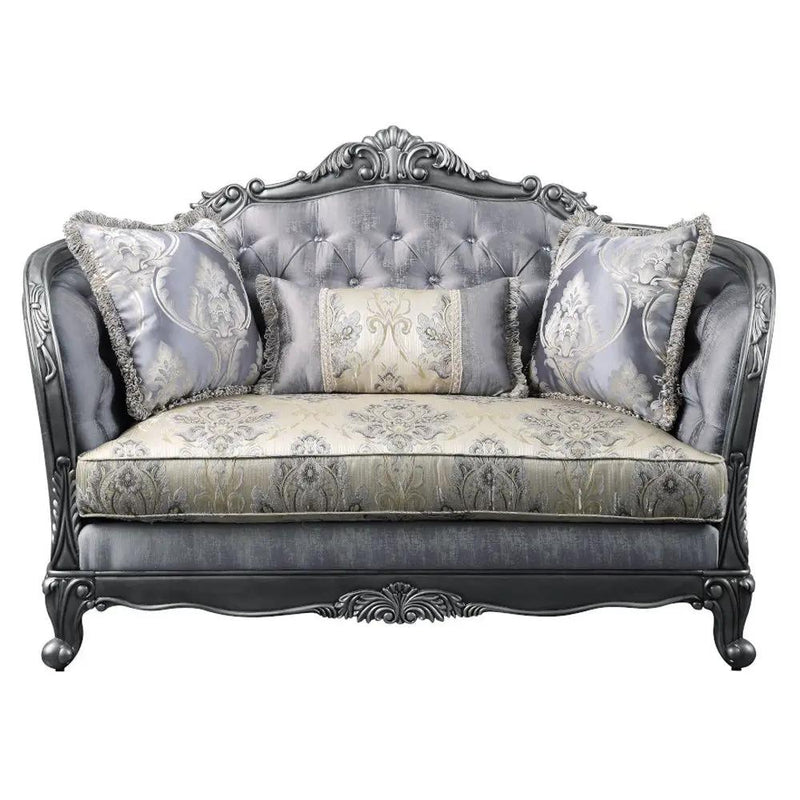 Ariadne - Loveseat With 3 Pillows - Fabric & Platinum by Unique Piece Furniture