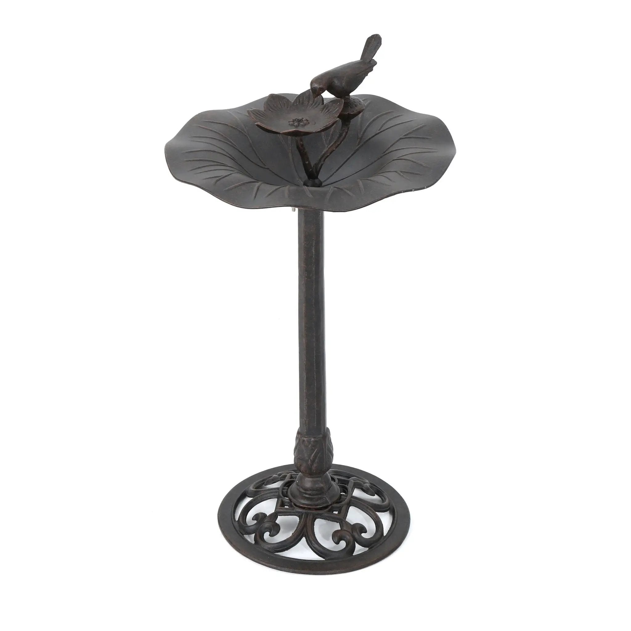 Lancaster Outdoor Aluminum and Iron Top Bird Bath with Iron Base, Bronze by HouseOfZazla