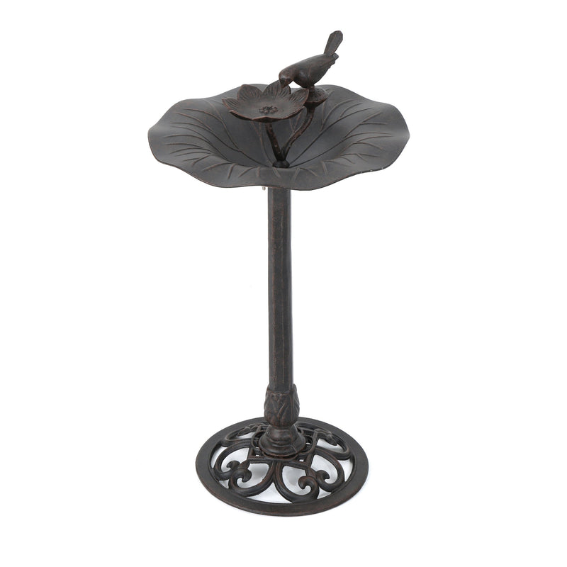 Lancaster Outdoor Aluminum and Iron Top Bird Bath with Iron Base, Bronze by HouseOfZazla