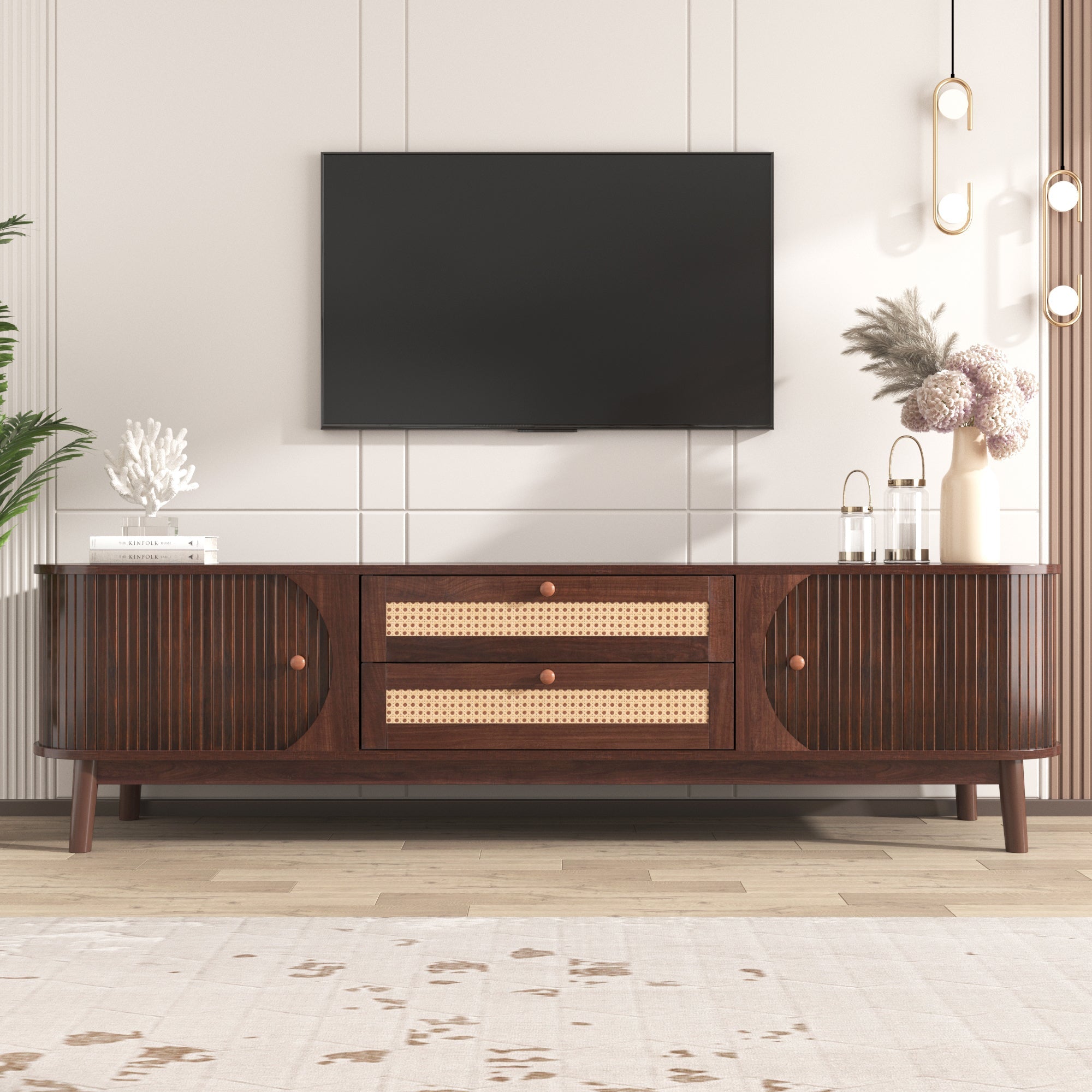 Modern Farmhouse Rattan TV Stand by BLAKHOM
