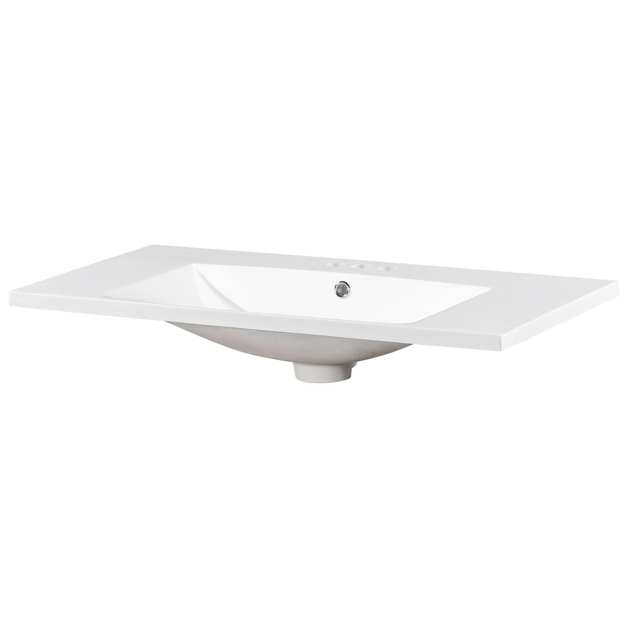 Single Bathroom Basin Sink, Vanity Top Only With 3 Faucet Holes