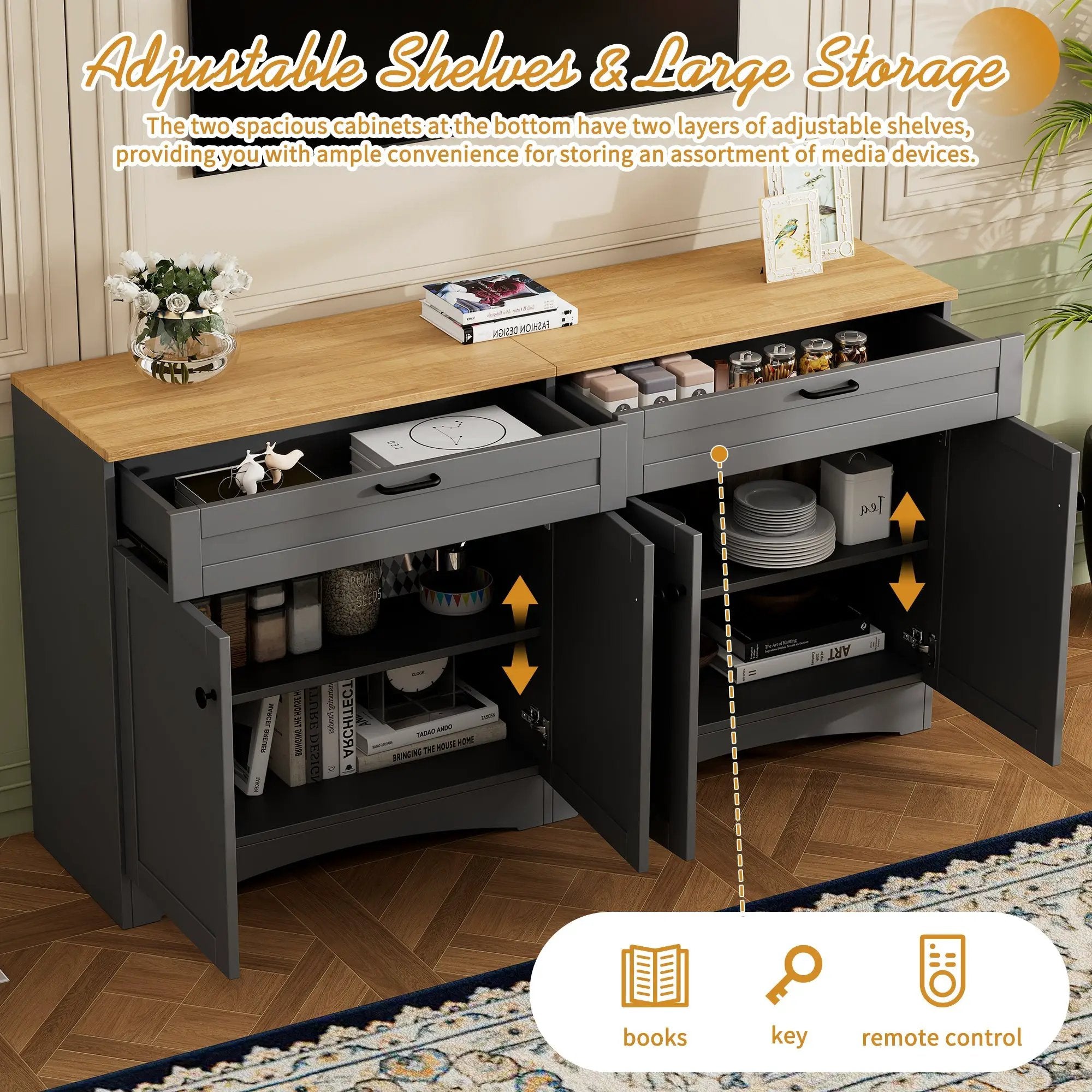 On-Trend Farmhouse TV Stand with 2 Drawers for TVs Up to 70" by HouseOfZazla