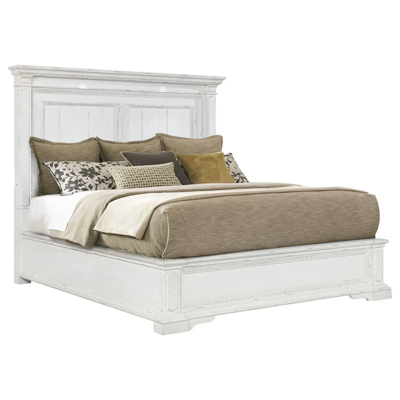 McKinney California King LED Light Panel Bed Vintage White by Unique Piece Furniture