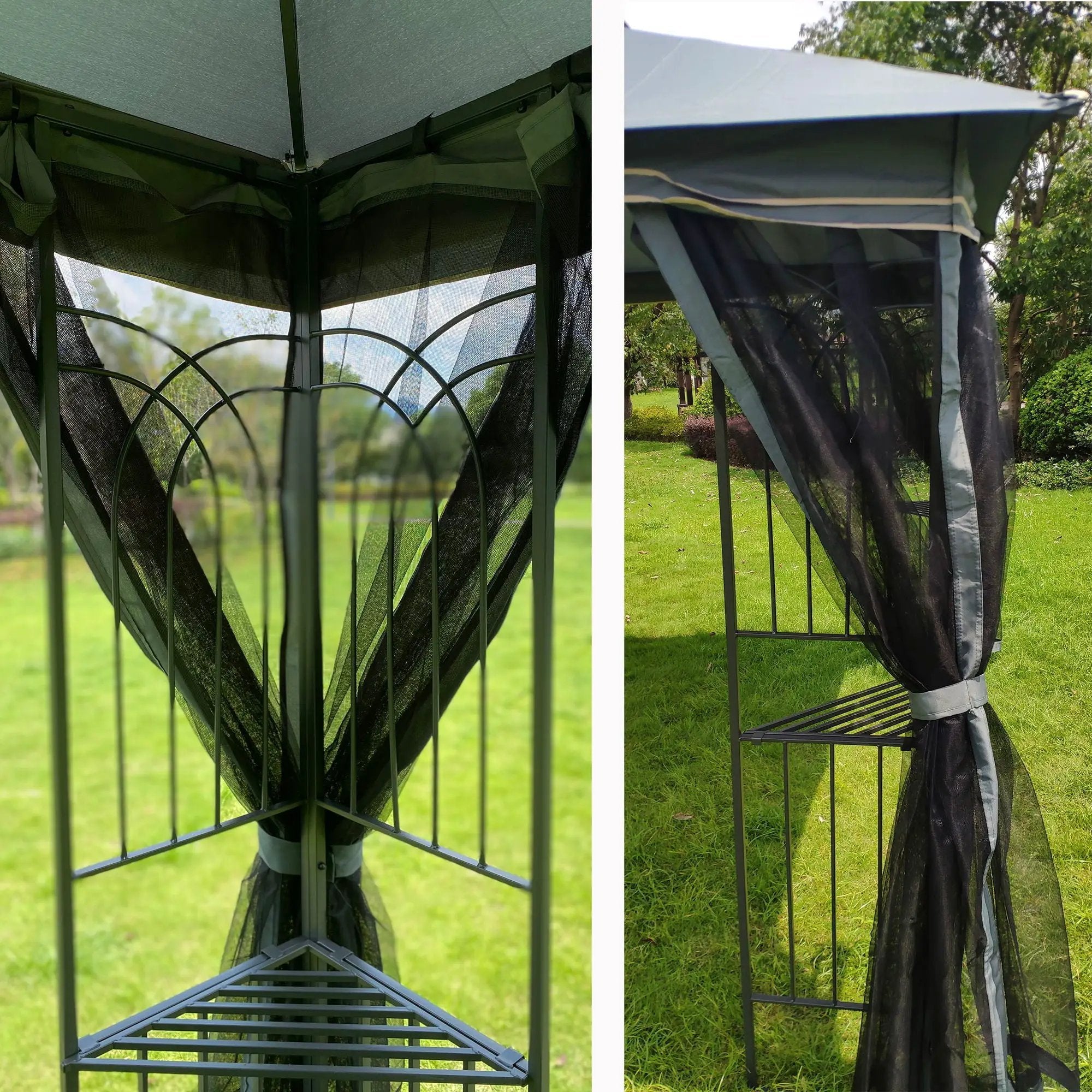 Patio Gazebo Tent With Ventilated Double Roof And Mosquito Net by Unique Piece Furniture