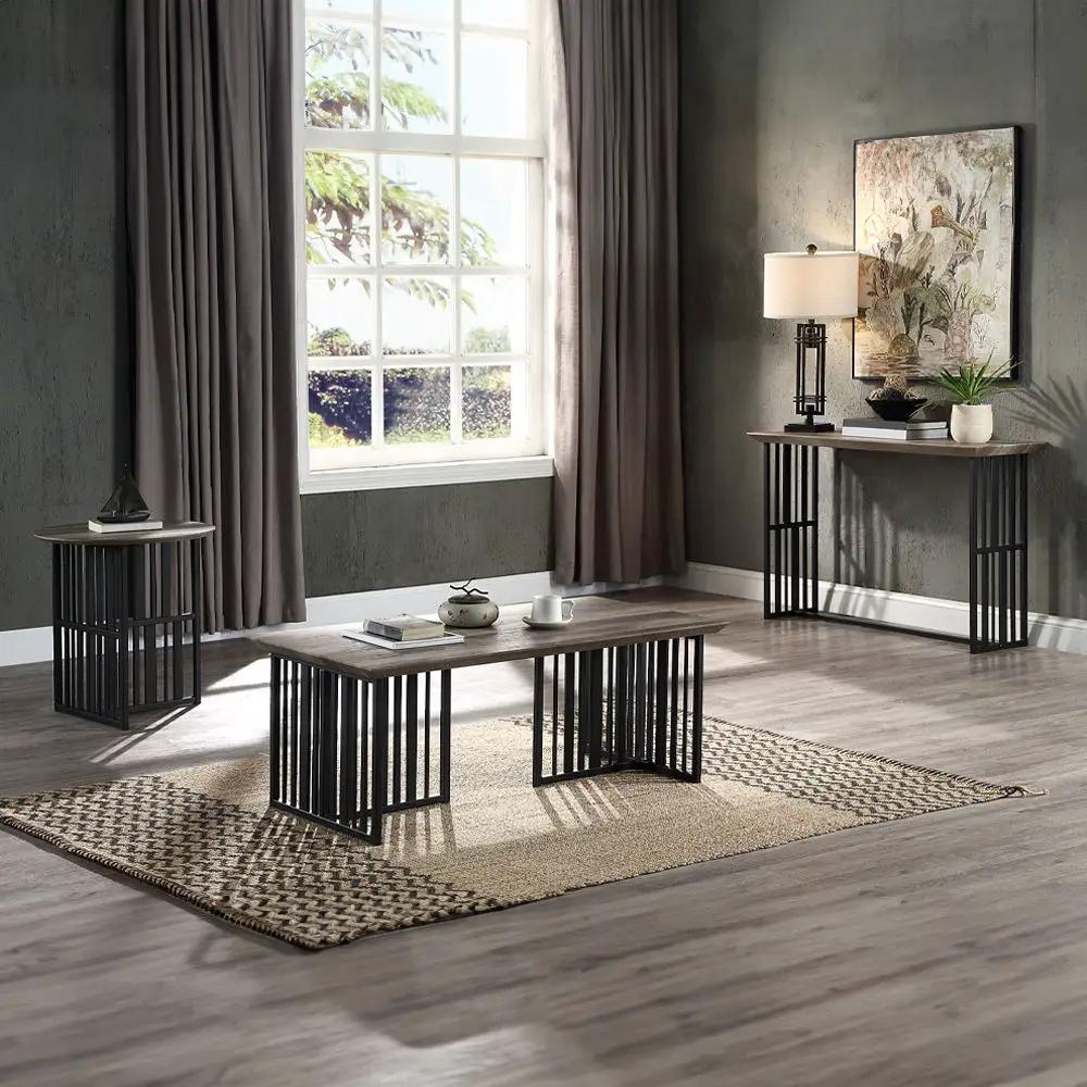 Zudora - Sofa Table - Antique Oak & Black by Unique Piece Furniture