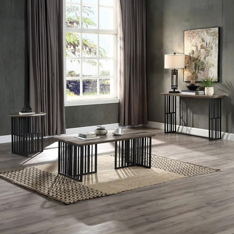 Zudora - Sofa Table - Antique Oak & Black by Unique Piece Furniture