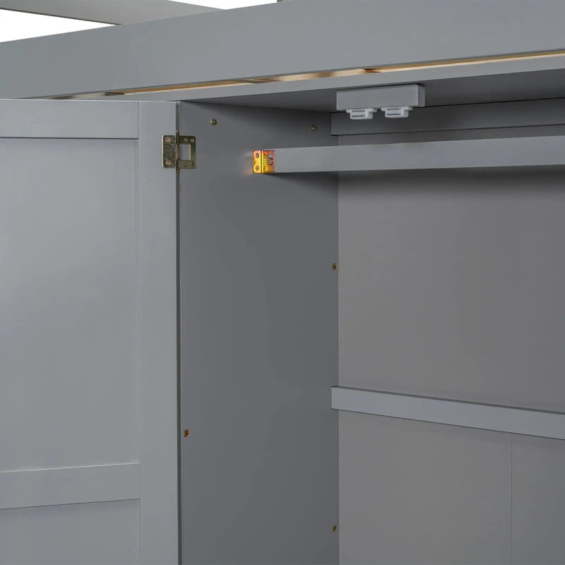 Loft Bed With Built In Wardrobe, Shelves And Drawers